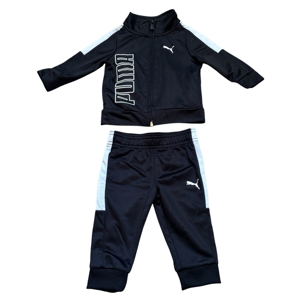 Puma Baby Boy Black & White Track Suit / Pants and Zip Up Jacket 3-6 Months